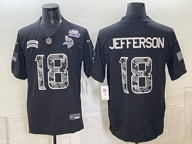 Men 2026 Minnesota Vikings #18 Jefferson black Nike Limited NFL Jersey 100602